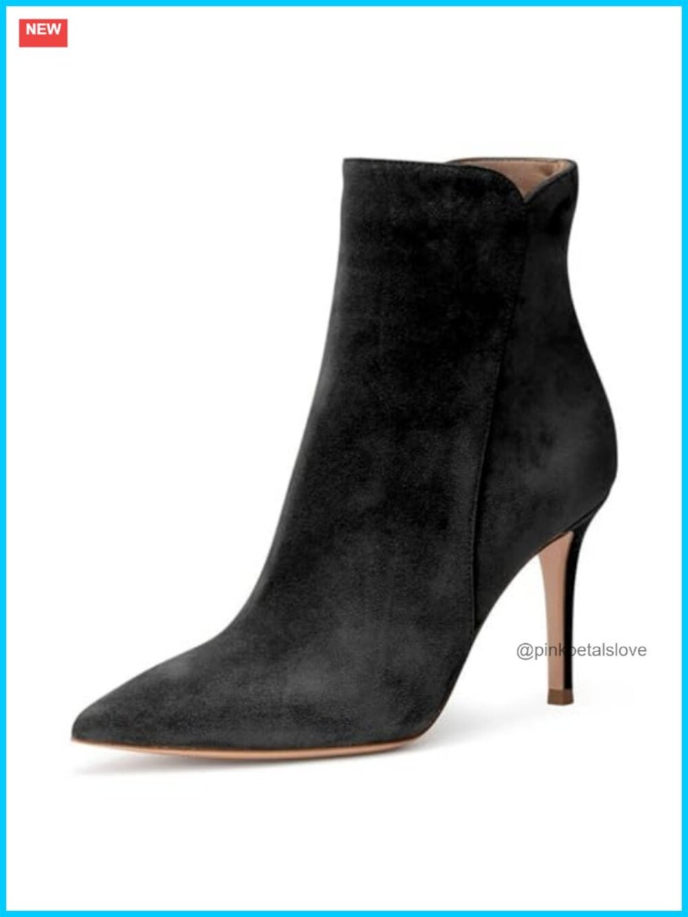 Suede Stiletto Heeled Ankle Boots Pointed Toe Zipper Booties